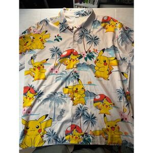 Pokemon Pikachu Hawaiian Button Up Shirt Summer Beach Vacation Adult 3XL